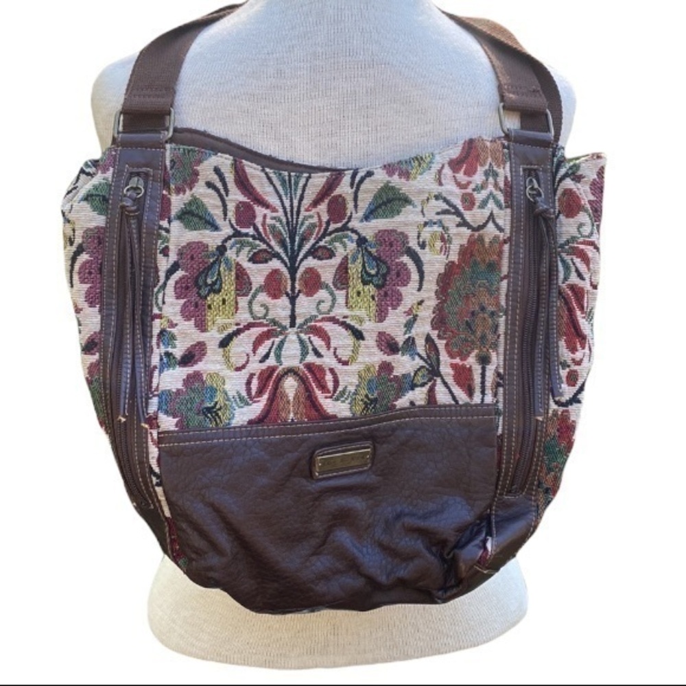 Joe Boxer Purse Floral Pattern Brown Leather medium size